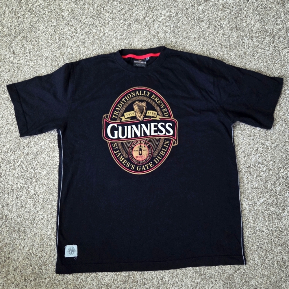 Guinness Ireland Men's Black T-shirt X-LARGE OFFICIAL Licensed 100 %‎ Cotton